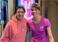 Justin Trudeau with his son for the movie barbie
