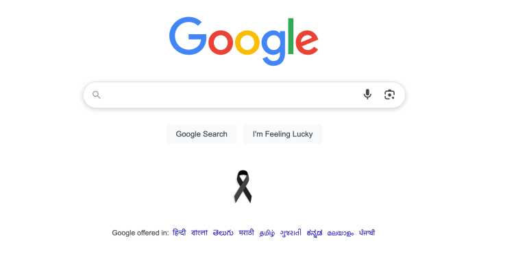 Google Displays Black Ribbon on Homepage in Response to Air India Flight AI171 Crash